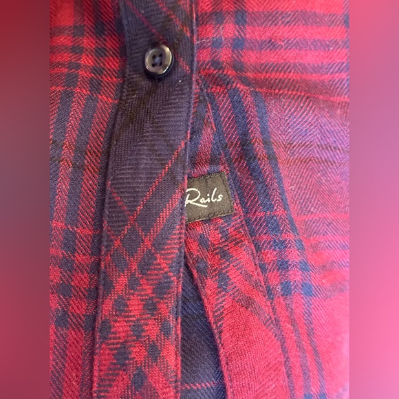 Sz L Rails plaid button down long sleeve shirt navy red soft - Picture 7 of 9